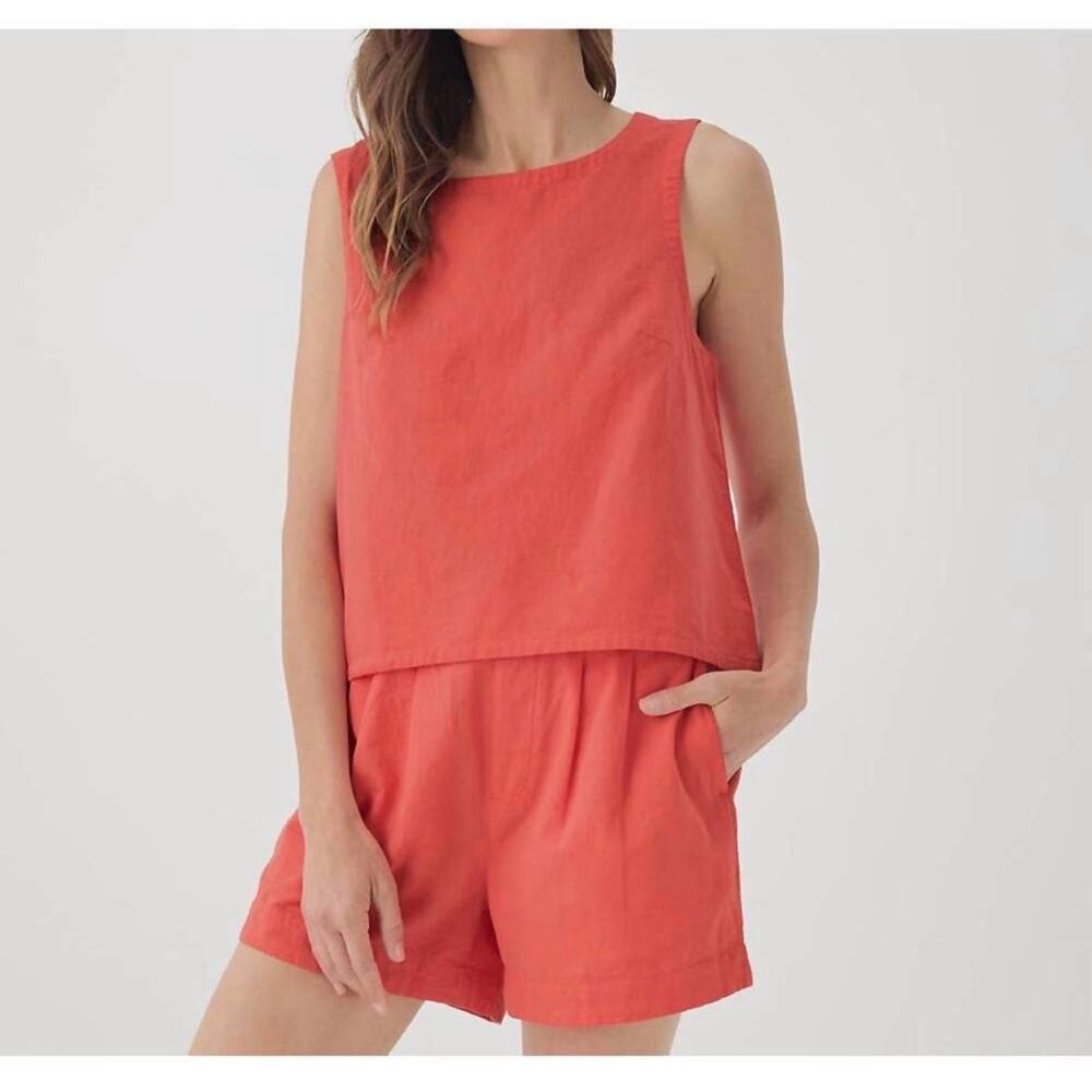 Pact Cayenne Canopy Linen Blend Tulip Bank Tank Organic Cotton Sleeveless Top XL